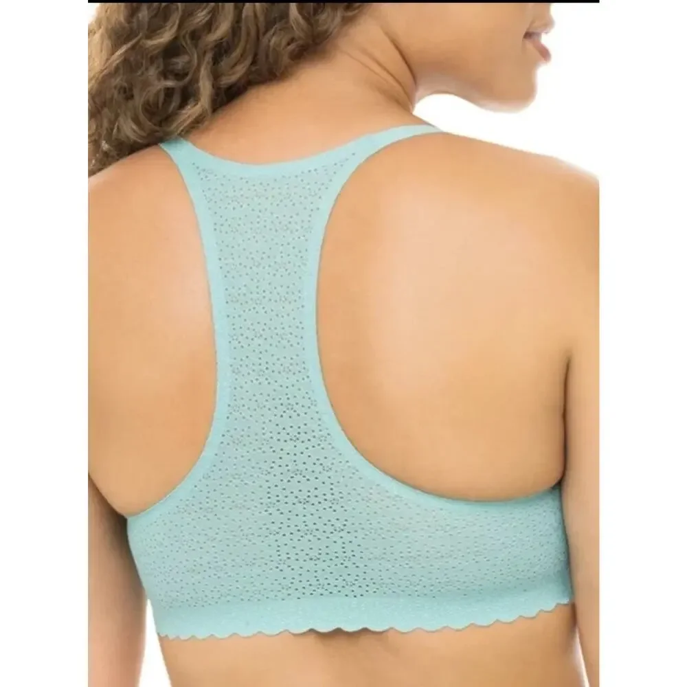 XS No Boundaries Juniors Wire Free Bonded Racer back Bra Teal Dust‎ wireless NWT
